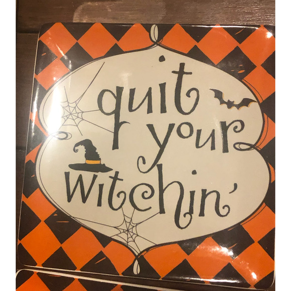 Vintage Pier One Halloween Appetizer Dessert Plates Set‎ Of 4 New in Box Witches - Picture 15 of 16